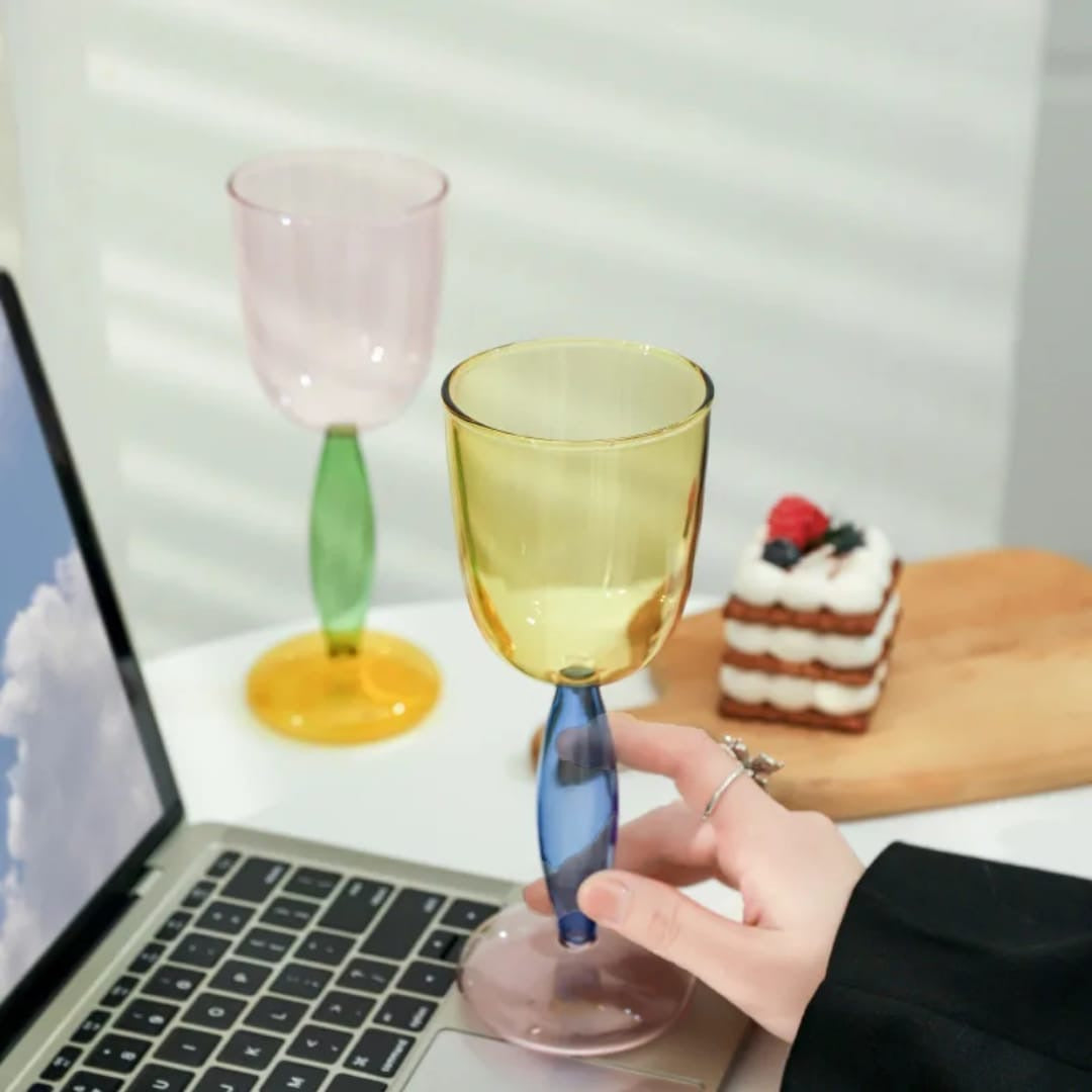 Colorful Crystal Juice Set – Pitcher with 6 Matching Glasses