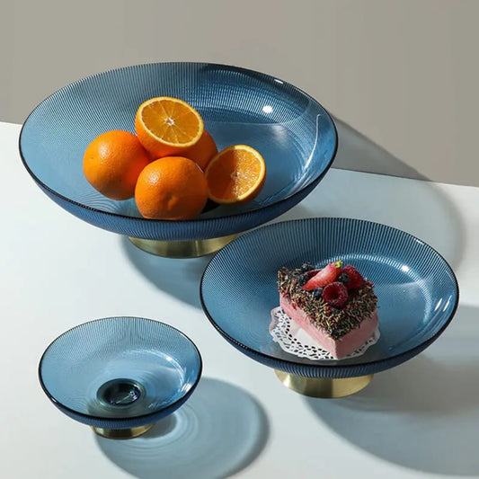 3-Piece Glass Serving Plate Set – Elegant Table Display