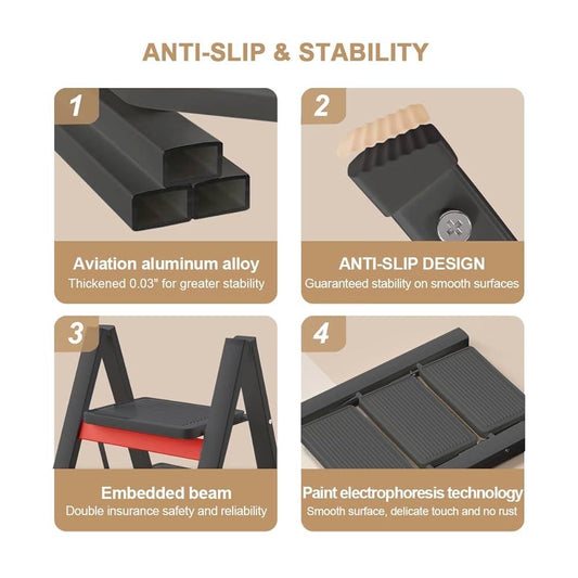 Foldable Multi-Step Aluminum Ladder