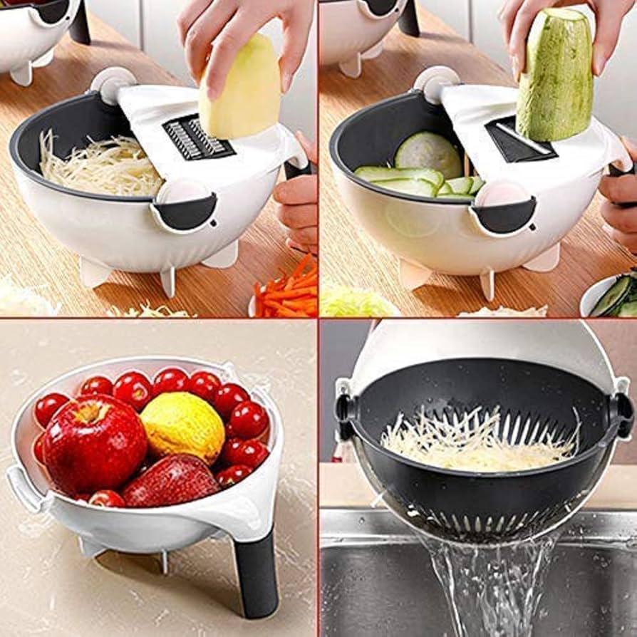 Multifunctional Vegetable Cutter with Drain Basket – Easy Prep & Clean-Up