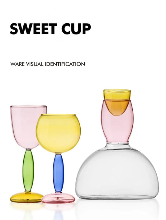 Colorful Crystal Juice Set – Pitcher with 6 Matching Glasses
