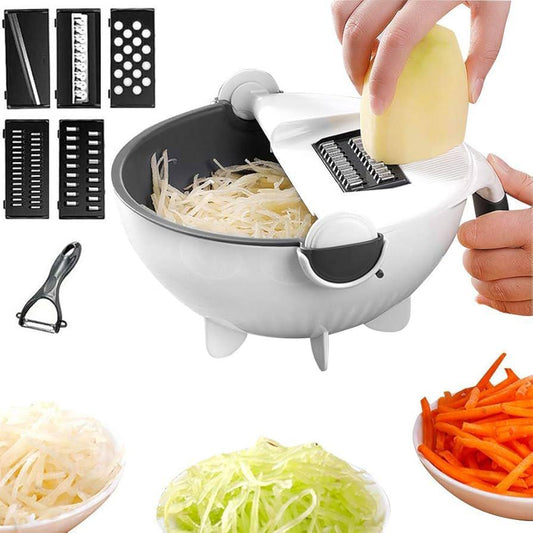Multifunctional Vegetable Cutter with Drain Basket – Easy Prep & Clean-Up
