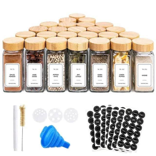 Glass Spice Jar Set – 24 Pieces