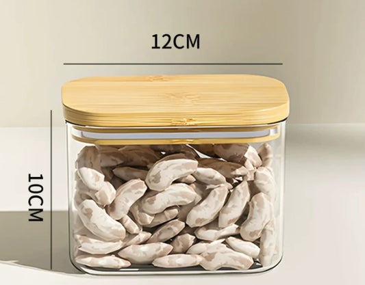 12-Piece Glass Jar Set – 400ml with Airtight Wooden Lid