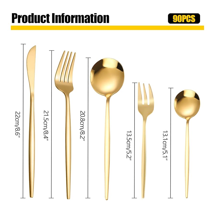 30-Piece Gold Stainless Steel Cutlery Set in Case