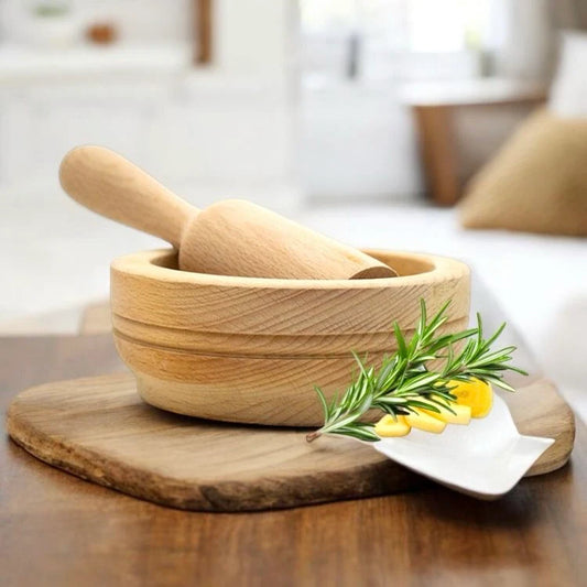 Wooden Garlic Mortar and Pestle Set