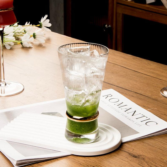 Gold-Rimmed Glass Juice Set – Pitcher with 6 Glasses