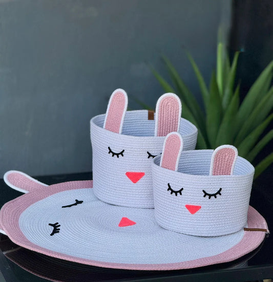 Premium Woven Linen Mat and Basket Set