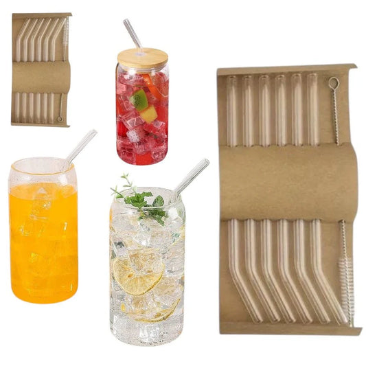 Glass Straw Set with Cleaning Brush