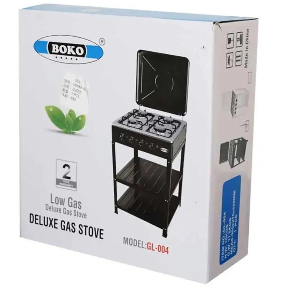 Premium Gas Stove with Lid and Storage Shelves