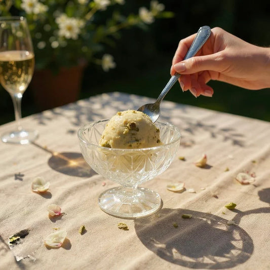 Glass Dessert Bowl Set with Luxury Base – 6 Pieces