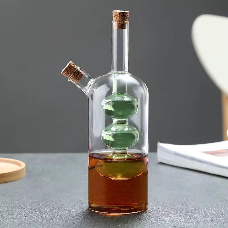 Thick Glass Oil and Sauce Bottle with Cork Lid