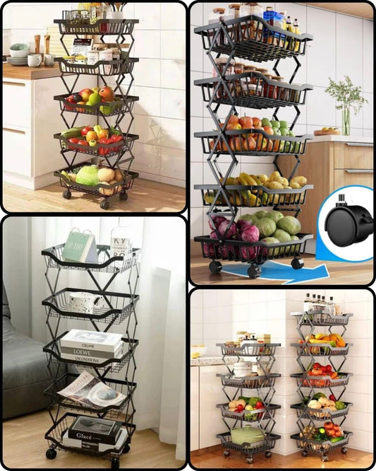 5-Tier Rolling Vegetable Storage Rack