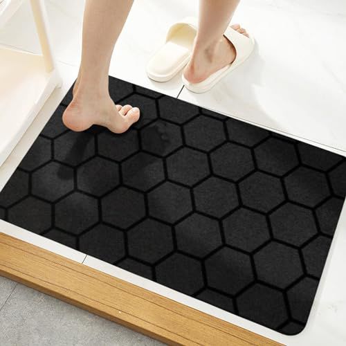 Non-Slip Fabric and Leather Bath Mat – 80x50 cm