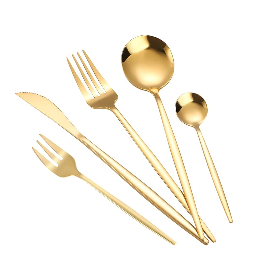 30-Piece Gold Stainless Steel Cutlery Set in Case