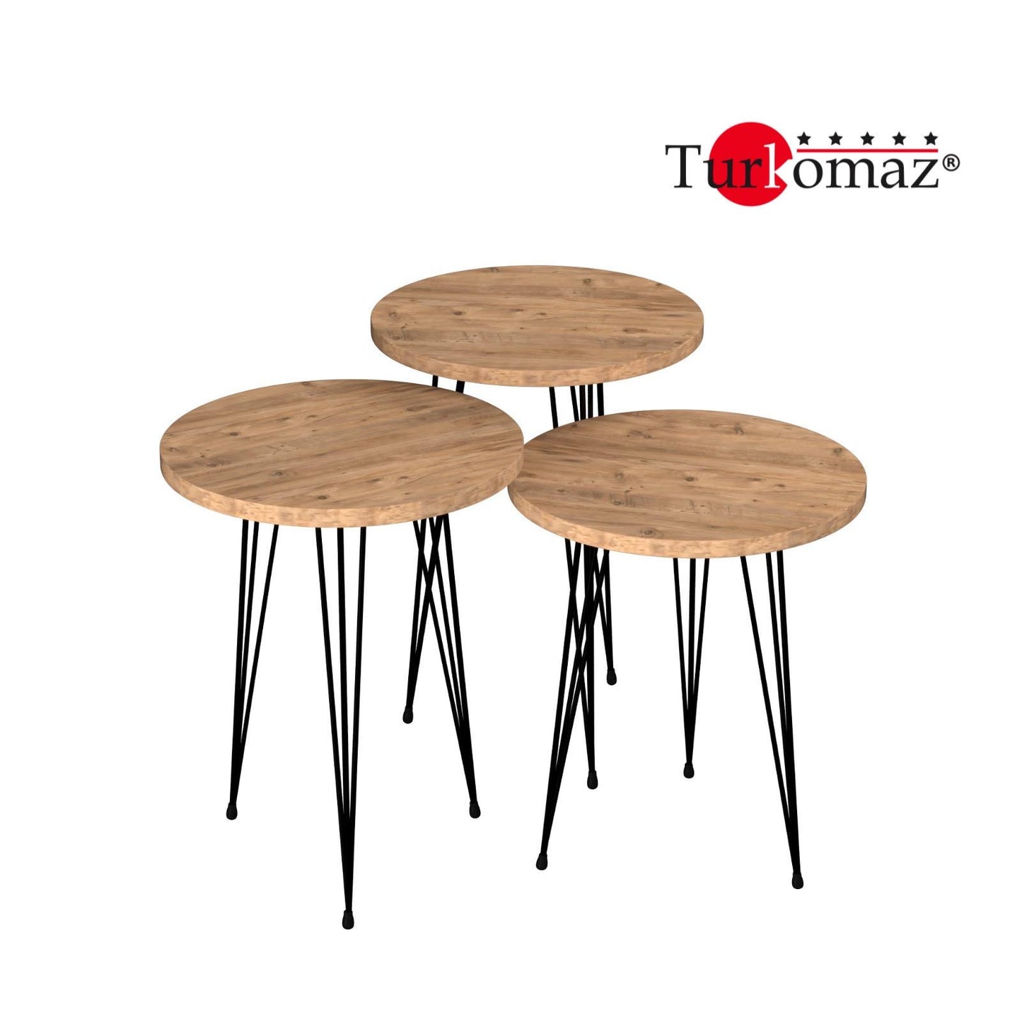 Set of 3 Nesting Round Side Tables
