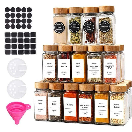 Glass Spice Jar Set – 24 Pieces