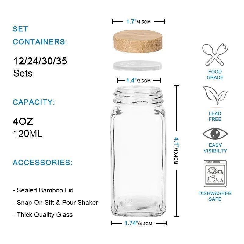 Glass Spice Jar Set – 24 Pieces