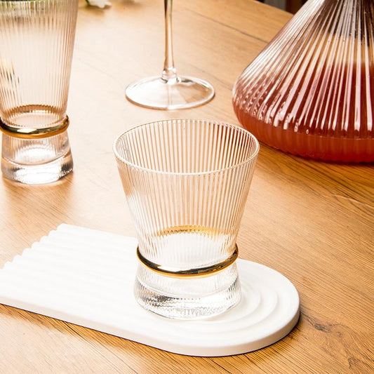 Gold-Rimmed Glass Juice Set – Pitcher with 6 Glasses
