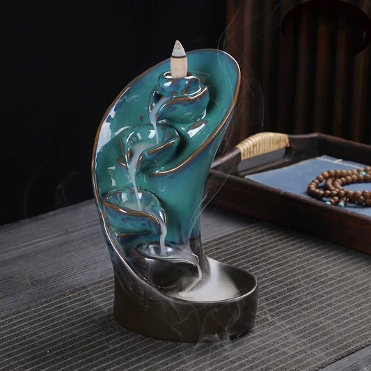 Ceramic Incense Burner – Mountain Waterfall Design