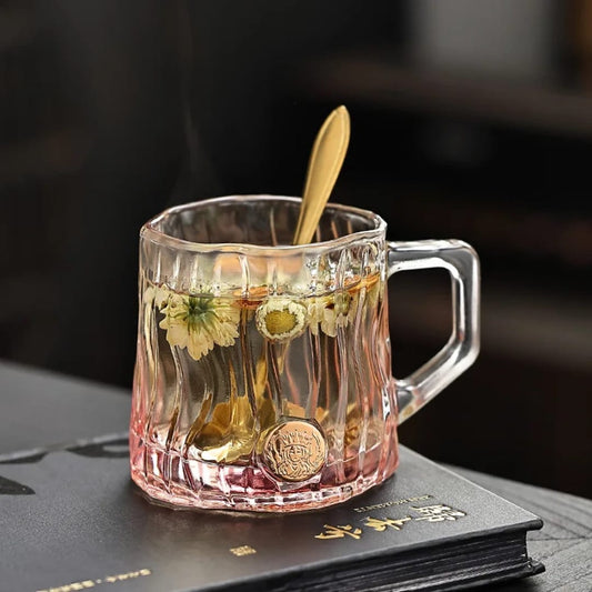 Set of 2 Glass Cups – 250ml, Pink Color