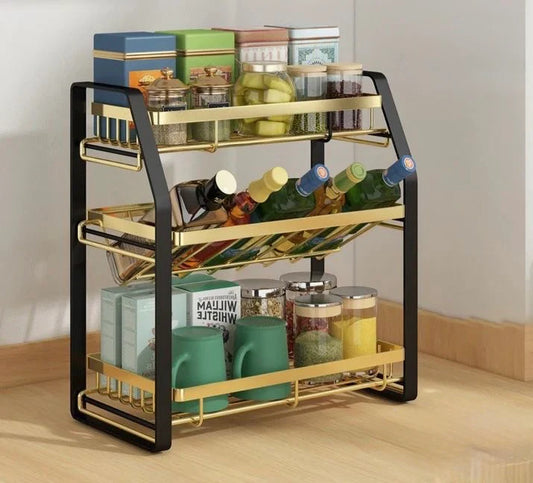 Heavy-Duty Gold Kitchen Organizer Rack