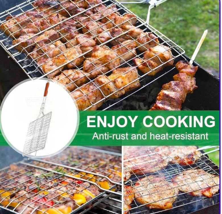 Stainless Steel Folding BBQ Grill Basket