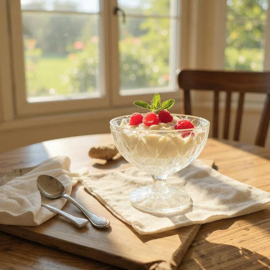 Glass Dessert Bowl Set with Luxury Base – 6 Pieces