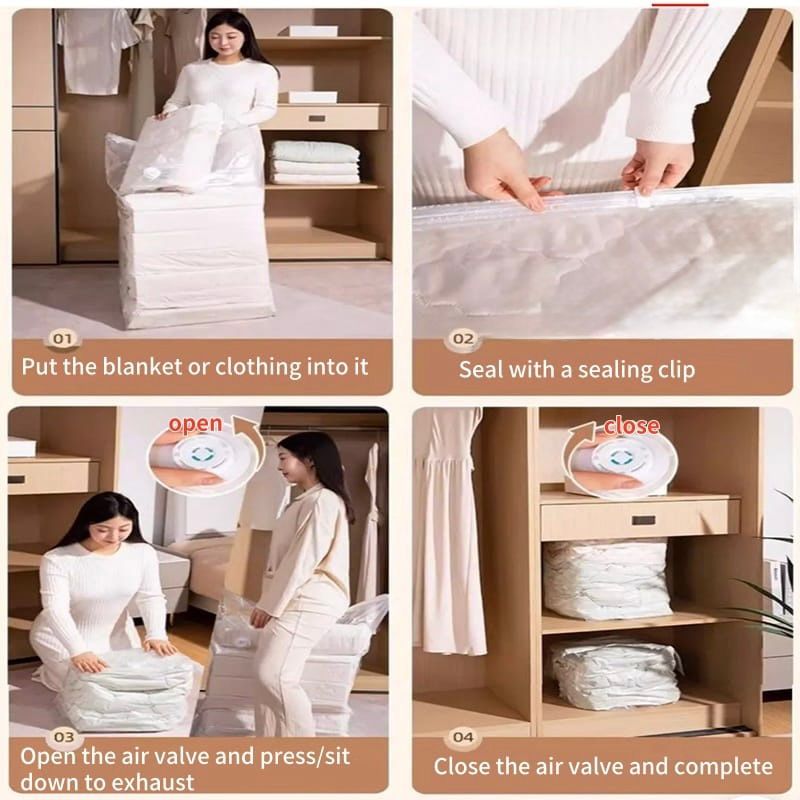 Reusable Vacuum Storage Bag – No Pump Needed