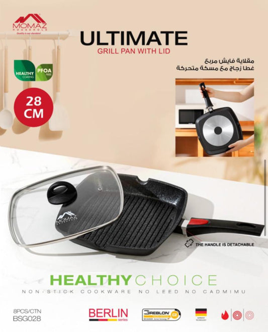 Berlin Series Ultimate Grill Pan with Lid – 28cm