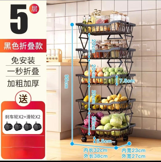 5-Tier Rolling Vegetable Storage Rack