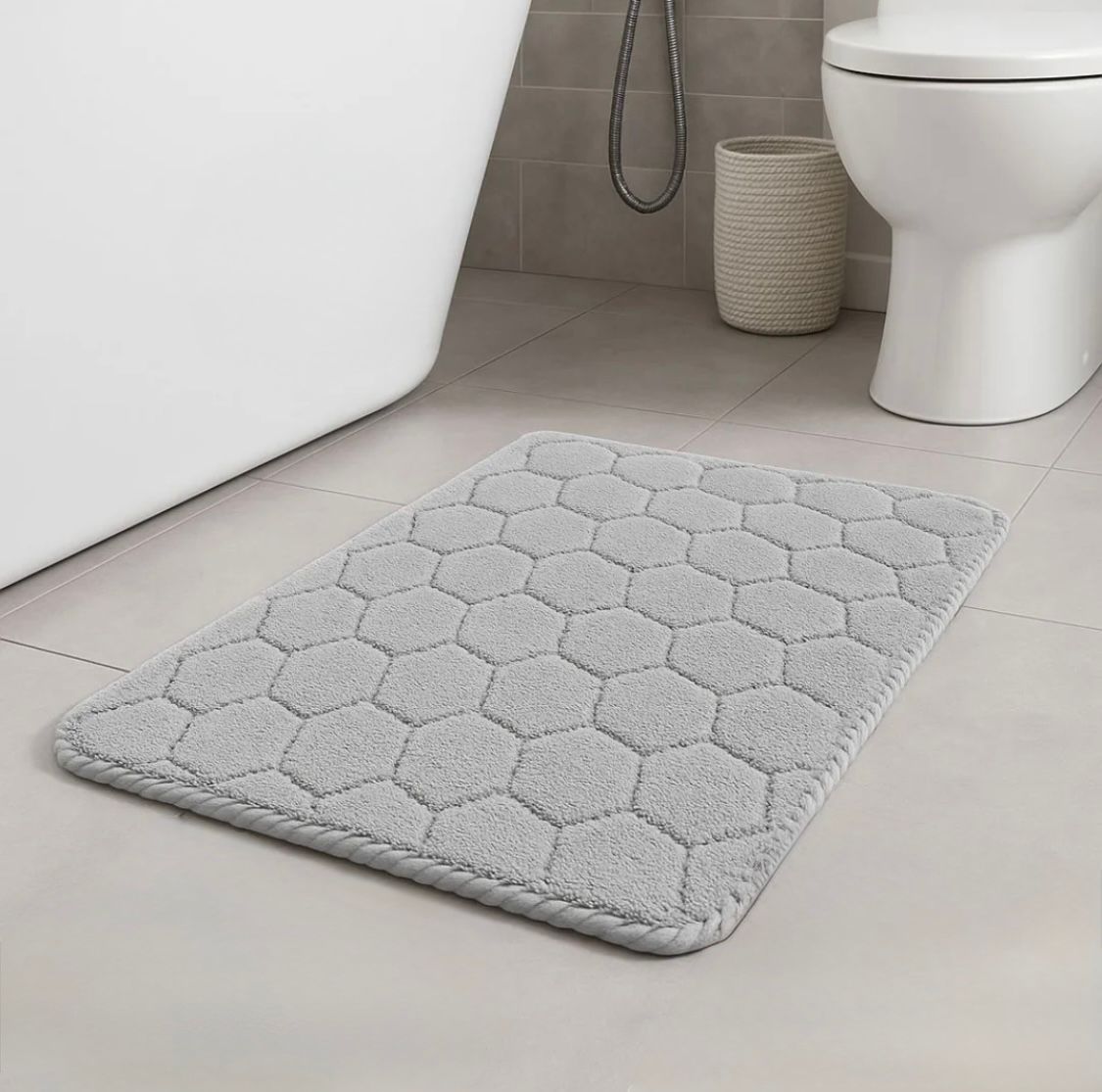 Non-Slip Fabric and Leather Bath Mat – 80x50 cm