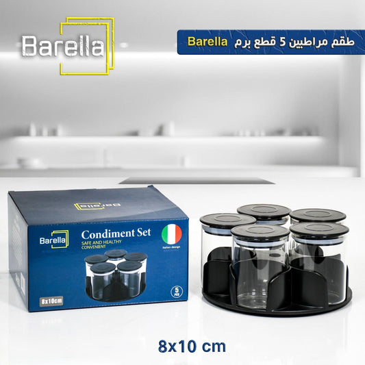 Barilla 5-Piece Spice Jar Set with Stand – Compact Italian Design