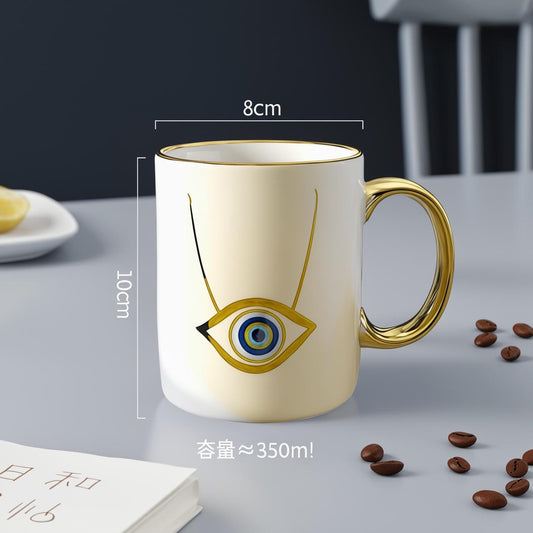 Blue Eye Mug with Gold Handles