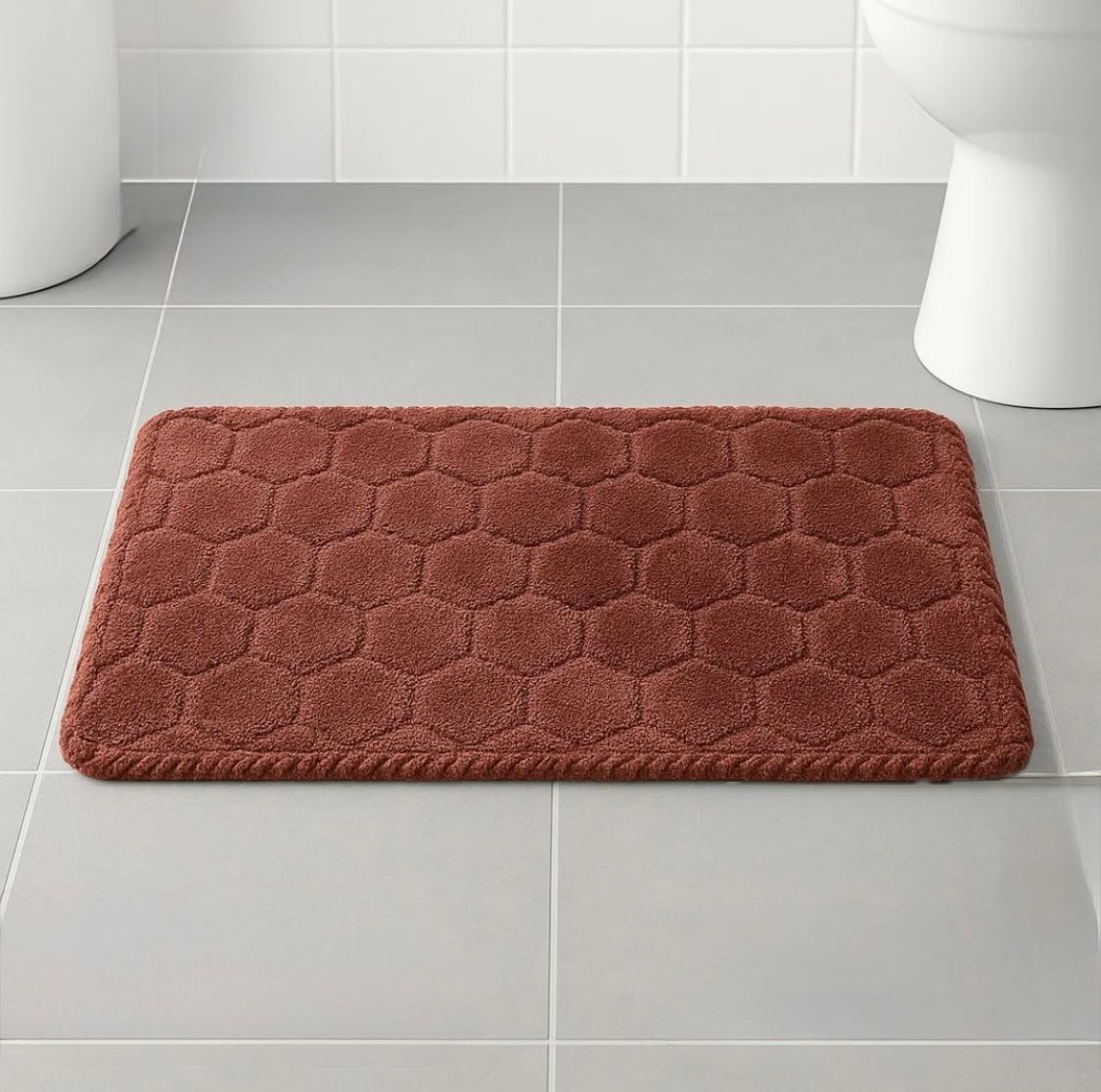 Non-Slip Fabric and Leather Bath Mat – 80x50 cm